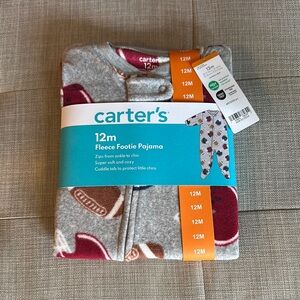 Carter's Gray and Red Football Fleece Footie Pajama